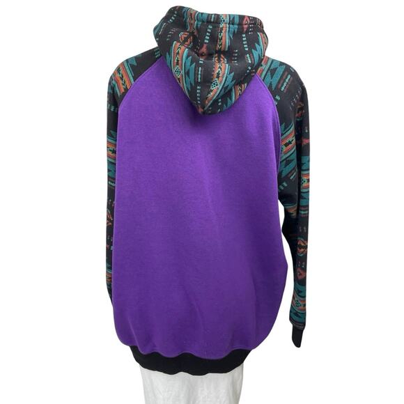 NU Trendz Women's Multicolor Tribal Colorblock Hoodie Hooded Sweatshirt Top M - Picture 2 of 4
